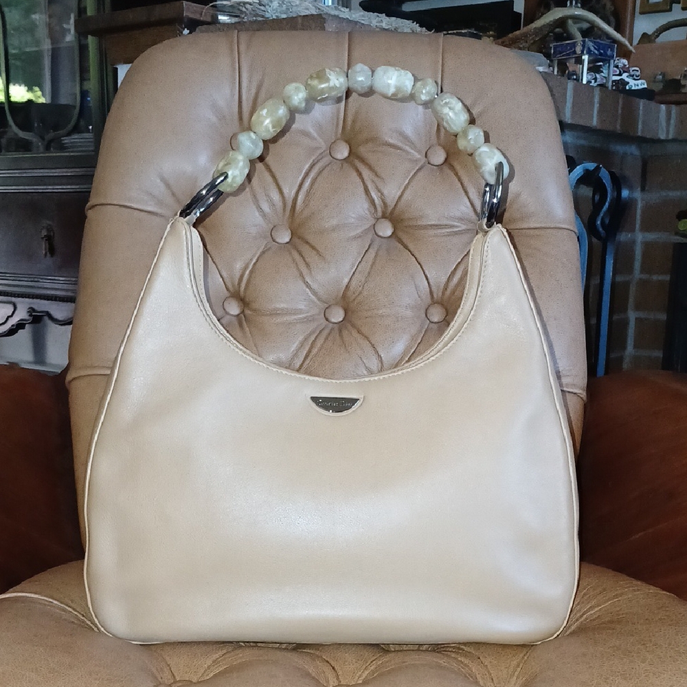 Dior Y2k Leather Tan Leather Handbag with Beaded Handle